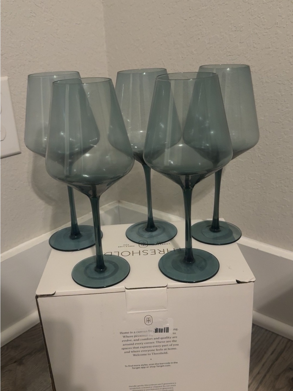 Threshold Blue-Tinted Wine Glasses Set of 5